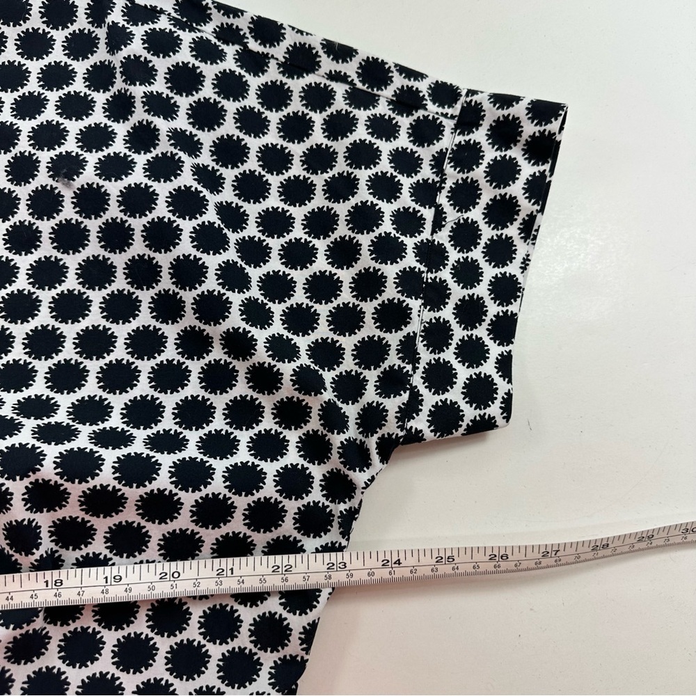 Talbots Shirt Dress Womens 16 Black Ivory Dot Print Short Sleeve Pockets - Picture 5 of 11